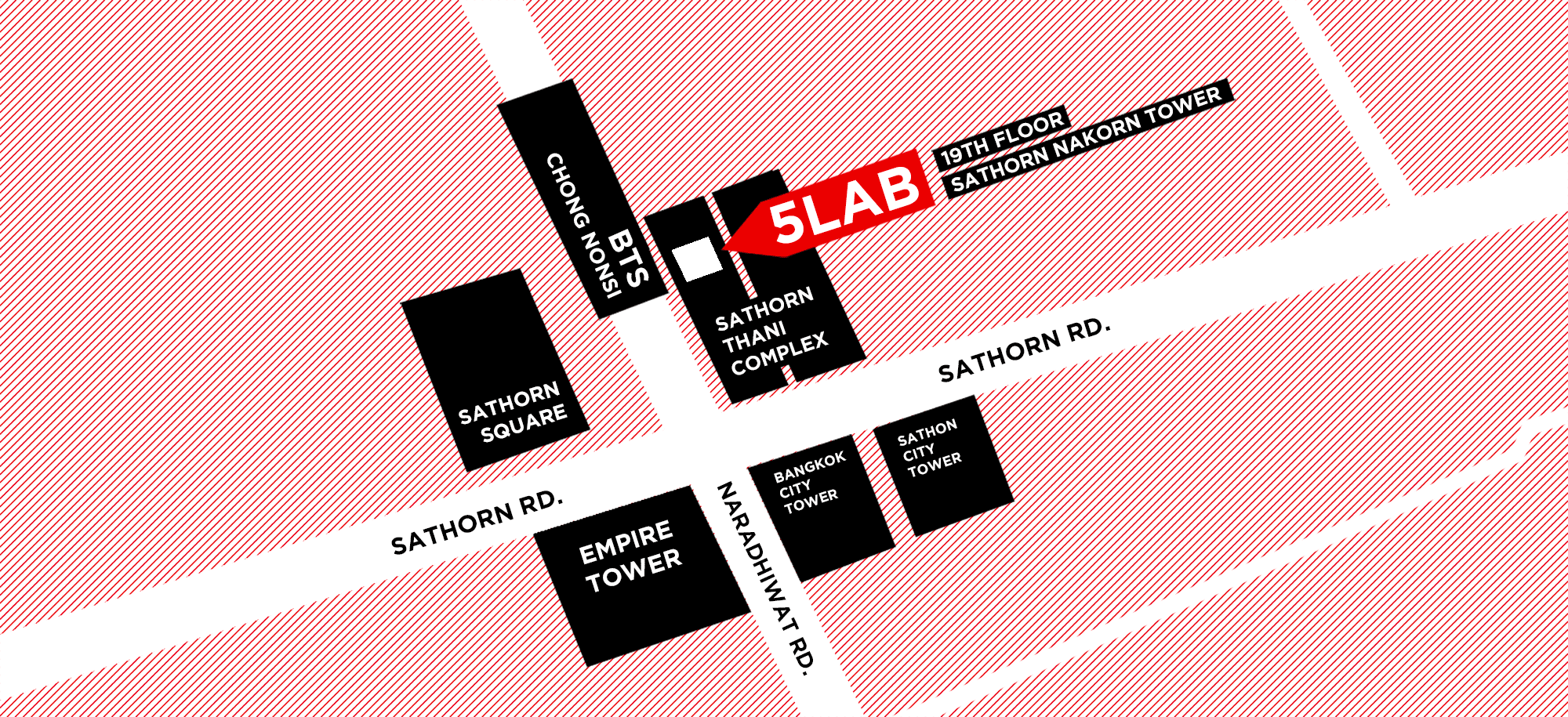 Map showing the 5Lab office at Sathorn Nakorn Tower, Bangkok