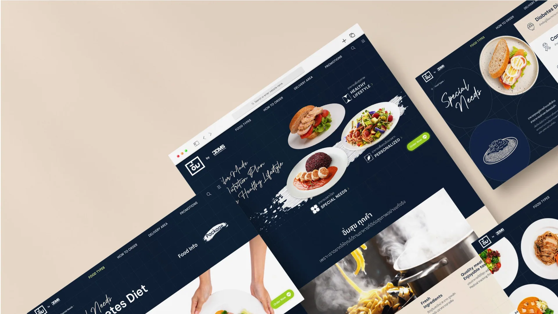 Imm desktop pages: the home page between the Diabetes Diet and Special Needs food pages