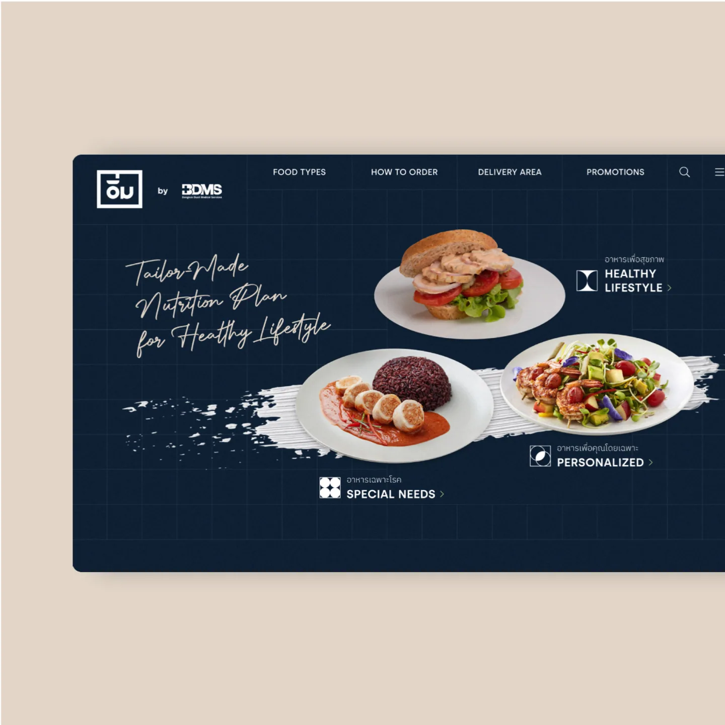 Imm home page banner on desktop: Tailor-Made Nutrition Plan for Healthy Lifestyle beside three plated meals