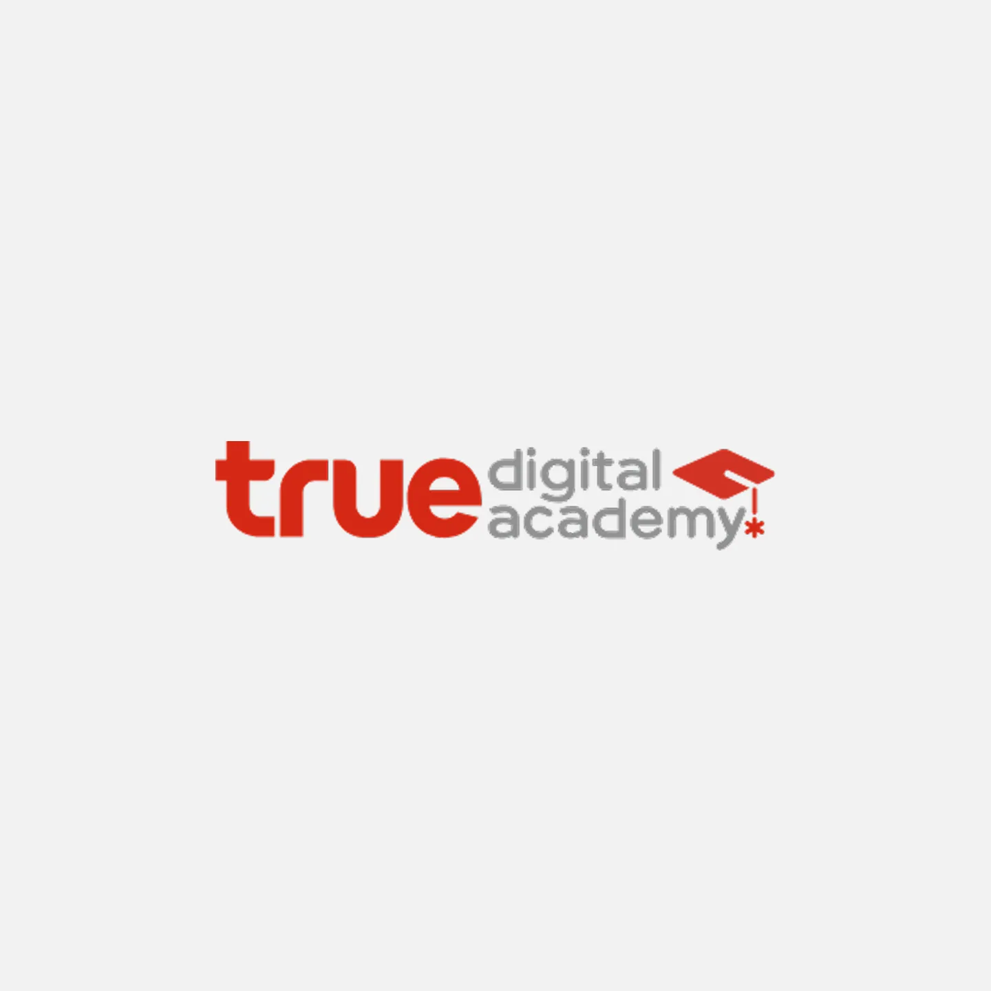 The True Digital Academy wordmark in red, with its graduation-cap mark